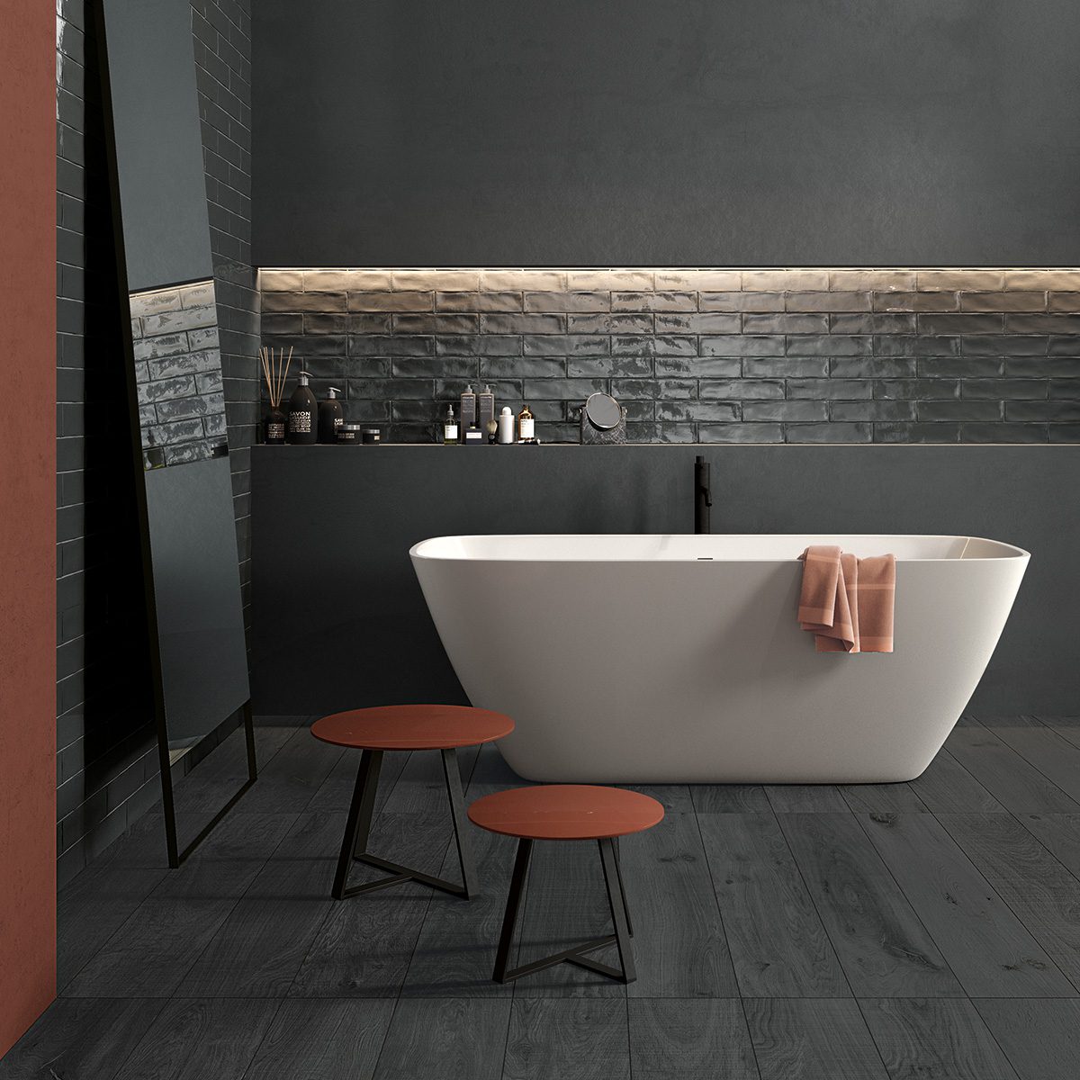 3x12 Contour Charcoal Subway Glossy - Image 2